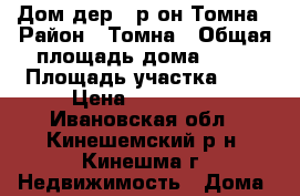 Дом дер., р-он Томна › Район ­ Томна › Общая площадь дома ­ 45 › Площадь участка ­ 6 › Цена ­ 650 000 - Ивановская обл., Кинешемский р-н, Кинешма г. Недвижимость » Дома, коттеджи, дачи продажа   . Ивановская обл.